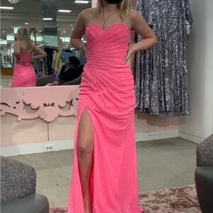 Elegant Pink Strapless Evening Gown size 3